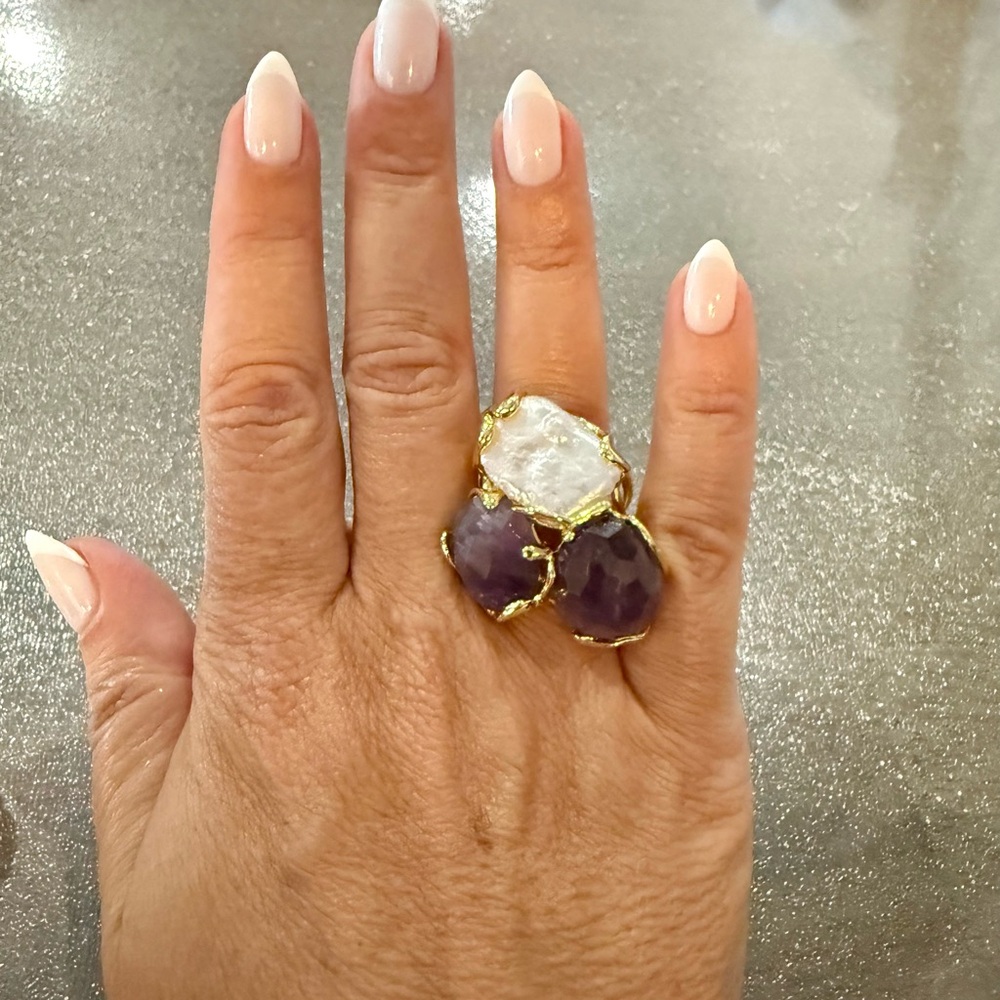Gold and Purple Statement Ring